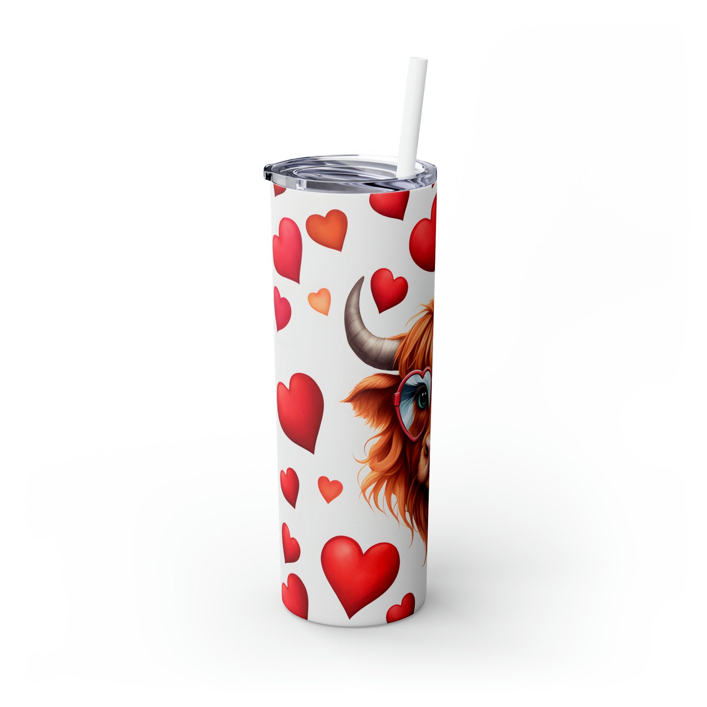 Skinny Tumbler with Straw, 20oz Highlander Cow