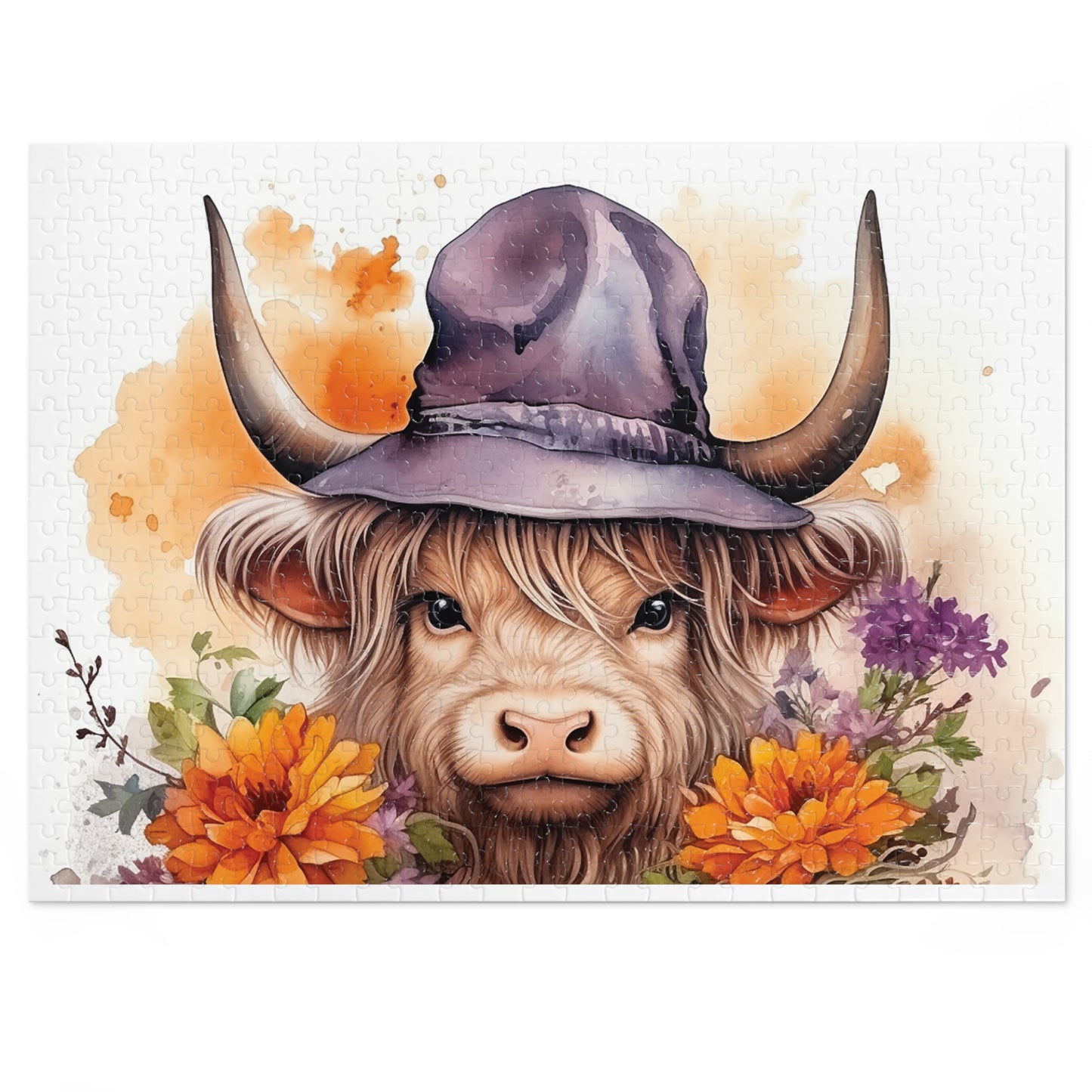 Jigsaw Puzzle, Highland Cow, Personalised/Non-Personalised (30, 110, 252, 500,1000-Piece)