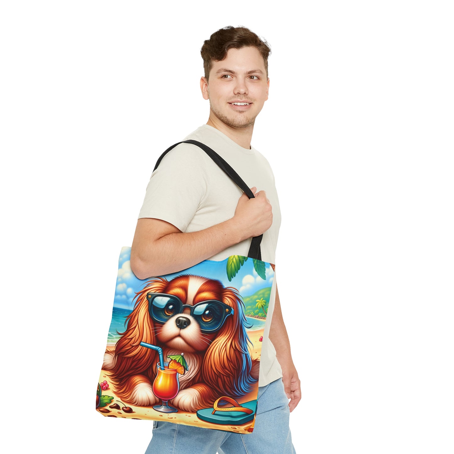 Tote Bag, Dog on Beach, Cavalier King Charles, Tote bag, awd-1204