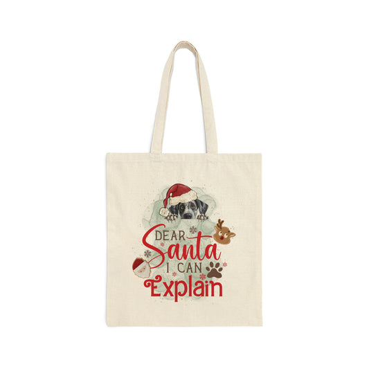 Cotton Canvas Tote Bag, Dog Paws Bag, Dear Santa Bag, Dear Santa Tote, Christmas Bag, Dog Christmas Tote Bag