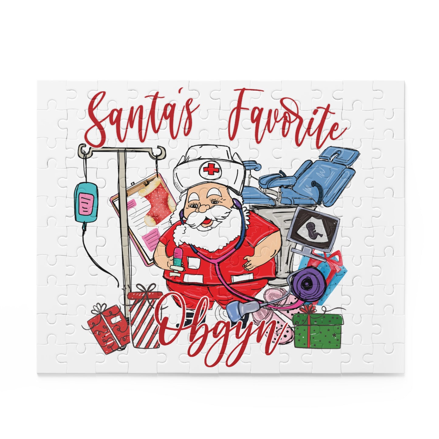 Personalised/Non-Personalised Puzzle, Santa's Favorite Obgyn (120, 252, 500-Piece)