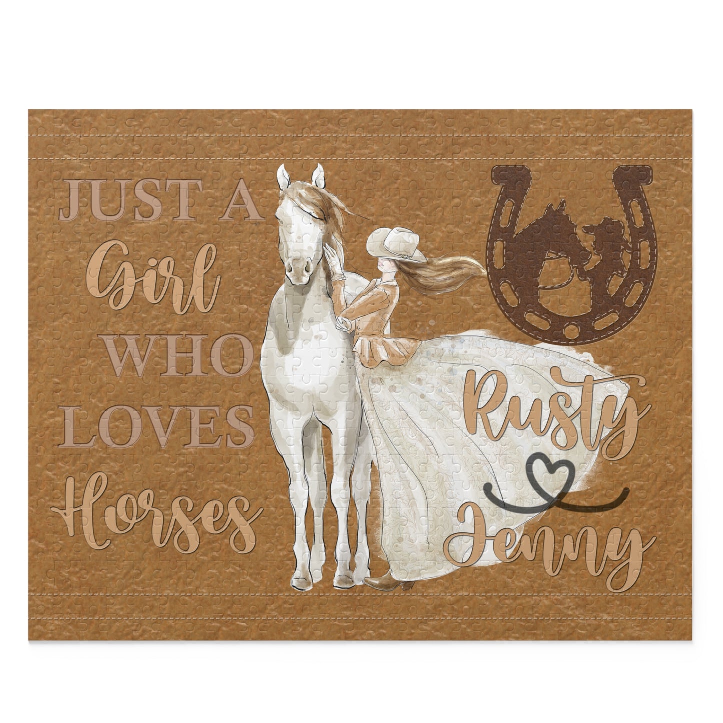 Personalised/Non-Personalised Puzzle, Just a Girl Who Loves Horses (120, 252, 500-Piece)