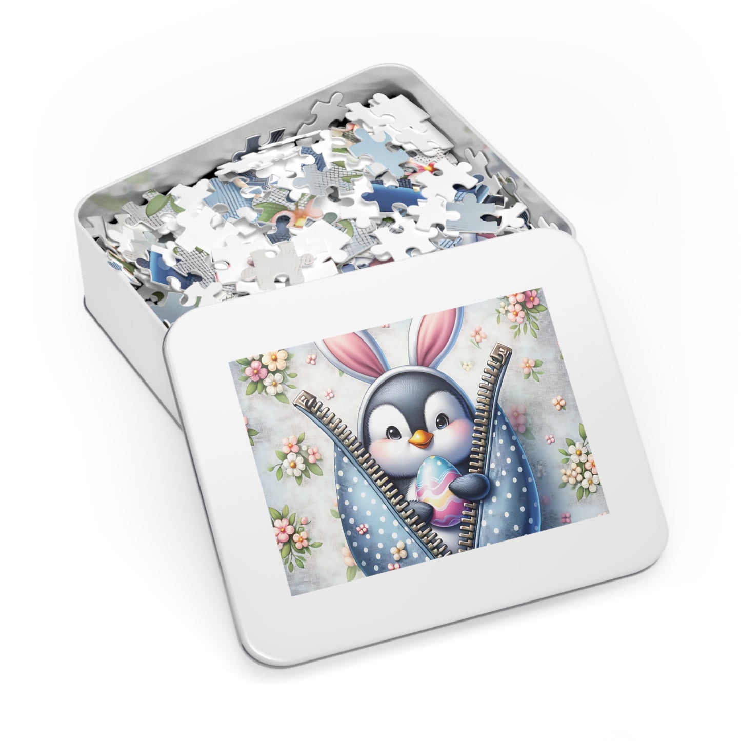 Jigsaw Puzzle, Easter, Penguin with Bunny Ears, Personalised/Non-Personalised (30, 110, 252, 500,1000-Piece) Awd-1306