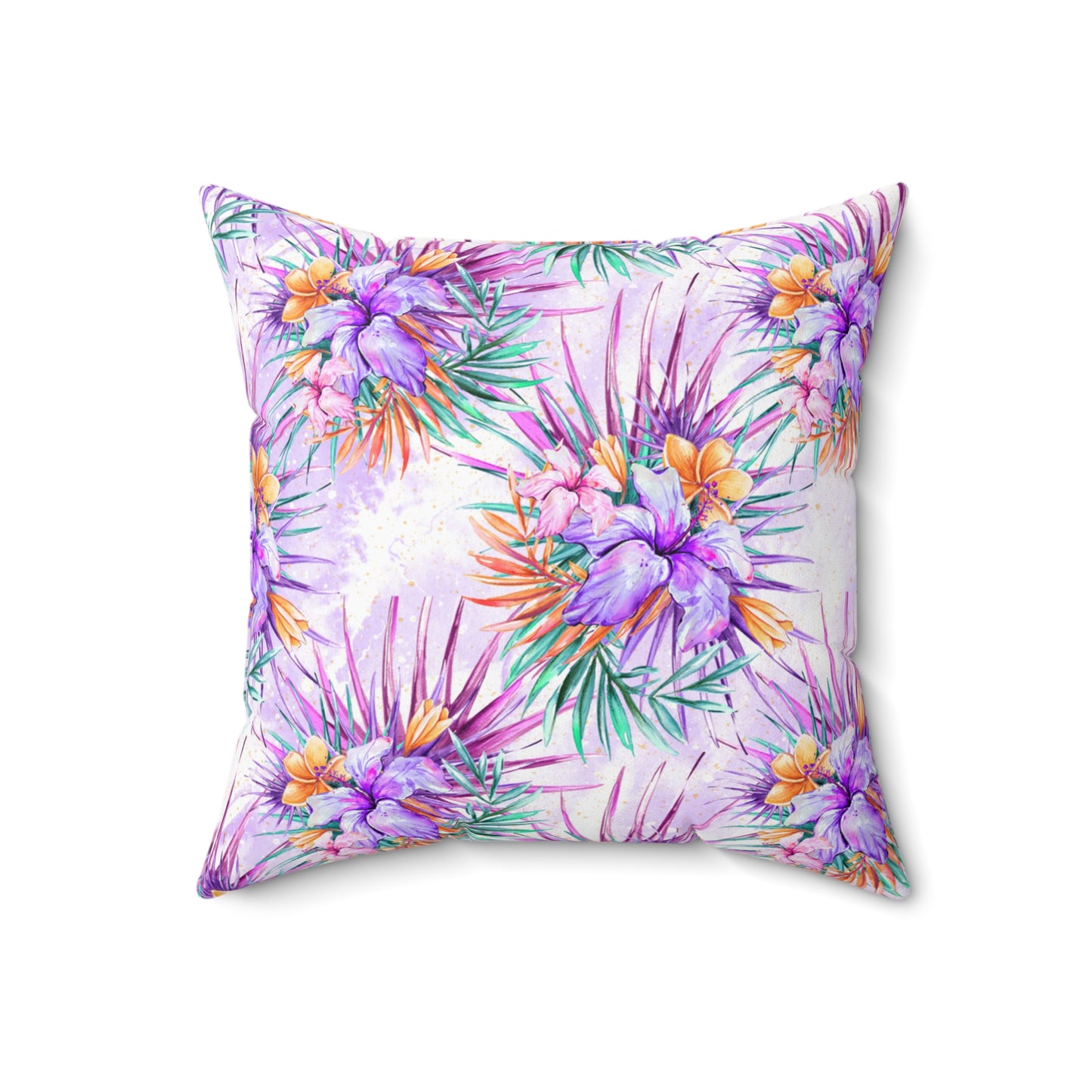 Spun Polyester Square Pillow, Summer Floral Cushion