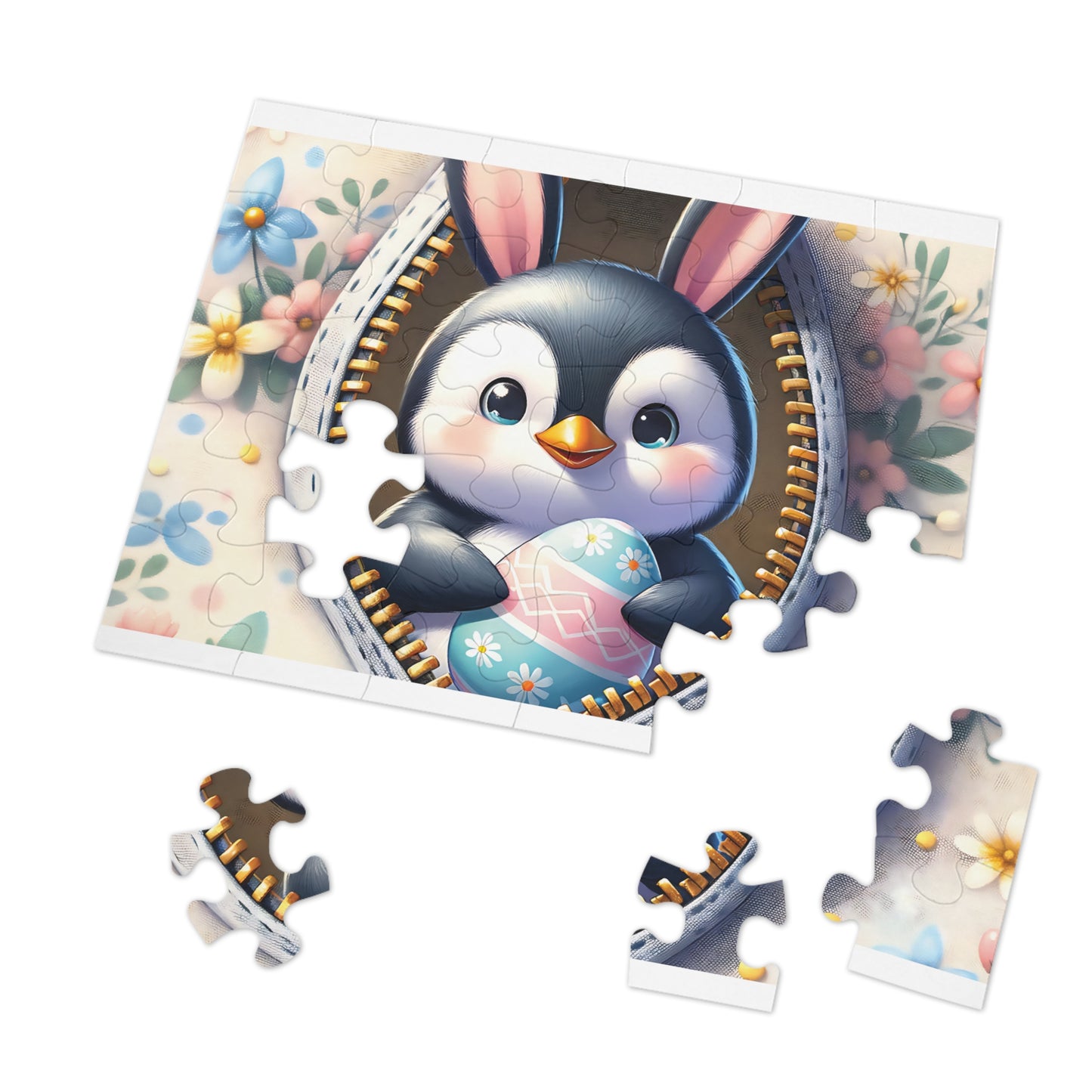 Jigsaw Puzzle, Easter, Penguin with Bunny Ears, Personalised/Non-Personalised (30, 110, 252, 500,1000-Piece)