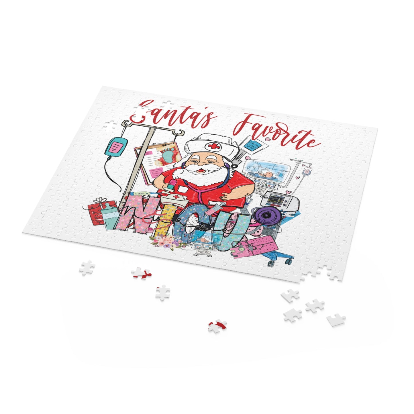 Personalised/Non-Personalised Puzzle, Santa's Favorite NICU Nurse (120, 252, 500-Piece)