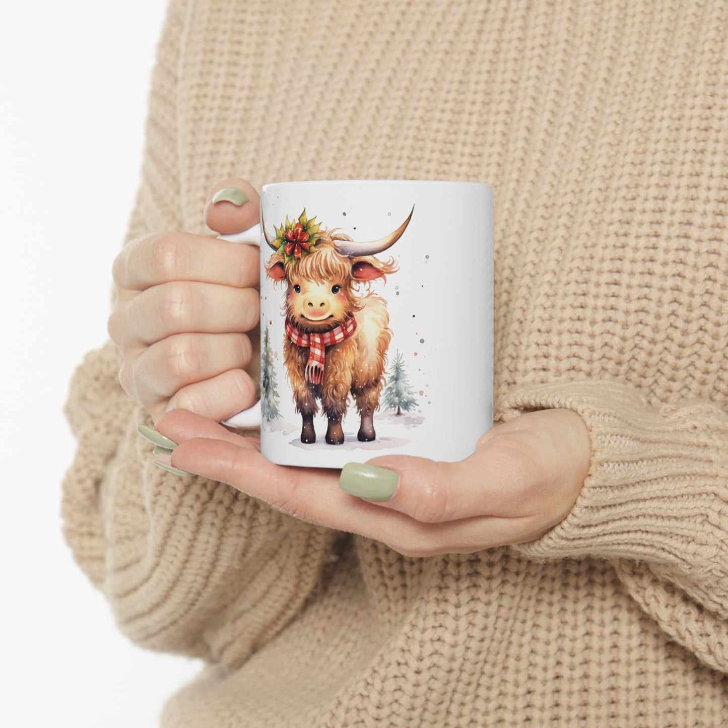 Personalised/Non Personalised Highland Cow, Ceramic Mug 11oz, Highland Cow Mug