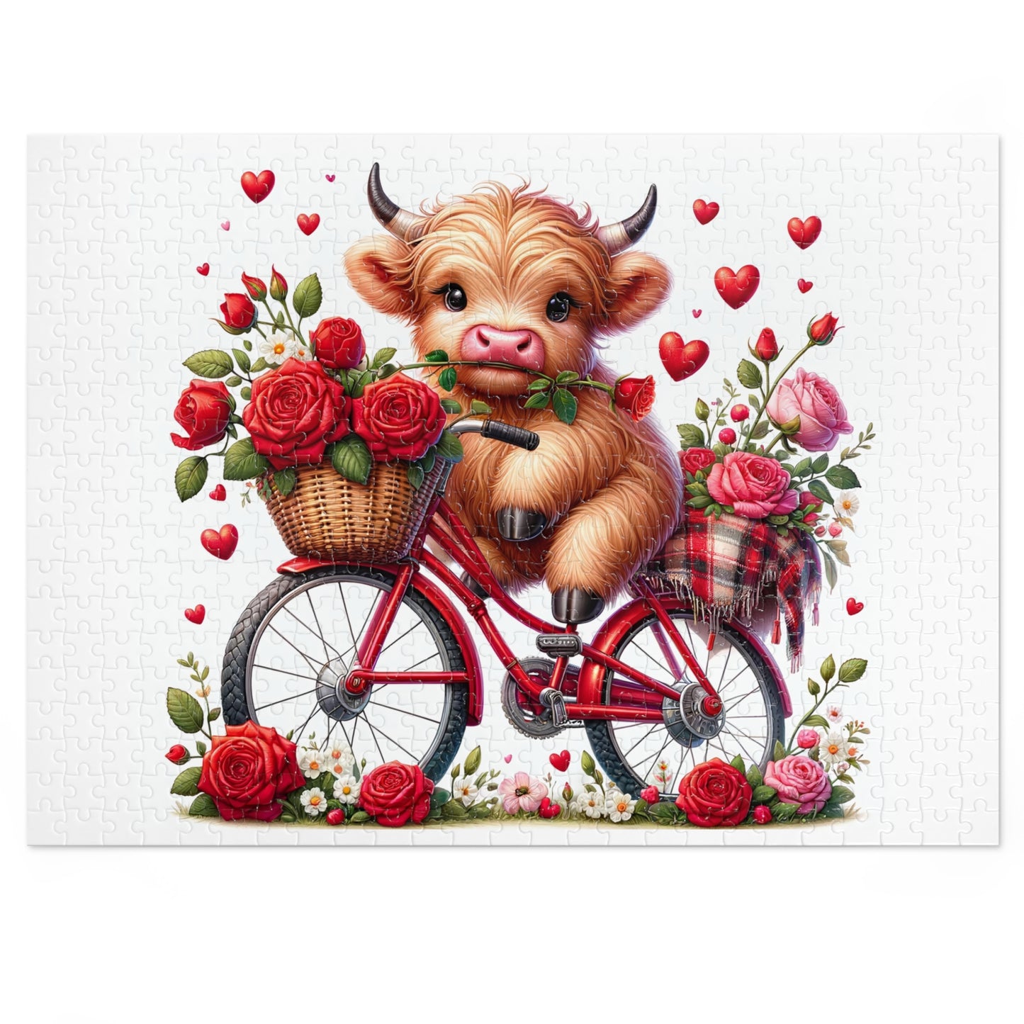 Puzzle, Highland Cow on Bike, Personalised/Non-Personalised (30, 110, 252, 500,1000-Piece) awd-612