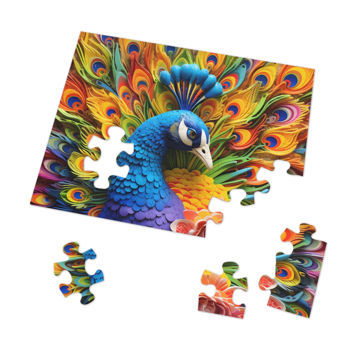 Jigsaw Puzzle, Peacock, Personalised/Non-Personalised (30, 110, 252, 500,1000-Piece)