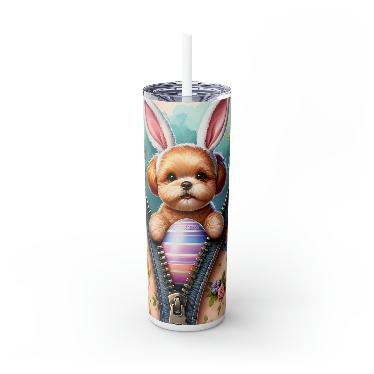 Skinny Tumbler with Straw, 20oz, Easter, Dog, awd-1310