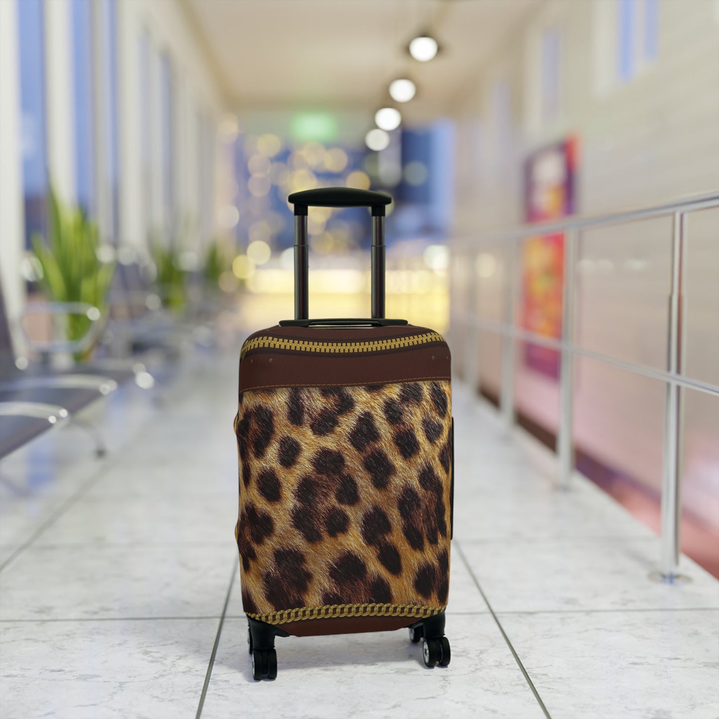 Luggage Cover, Brown and Gold Leopard Print, awd-1700