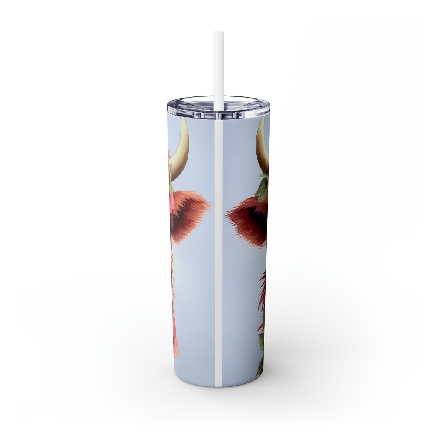 Skinny Tumbler with Straw, 20oz Highlander Cow