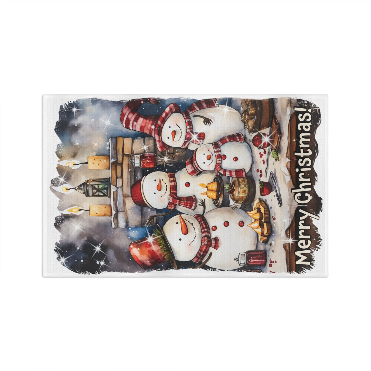 Microfiber Tea Towel, Merry Christmas Snowmen