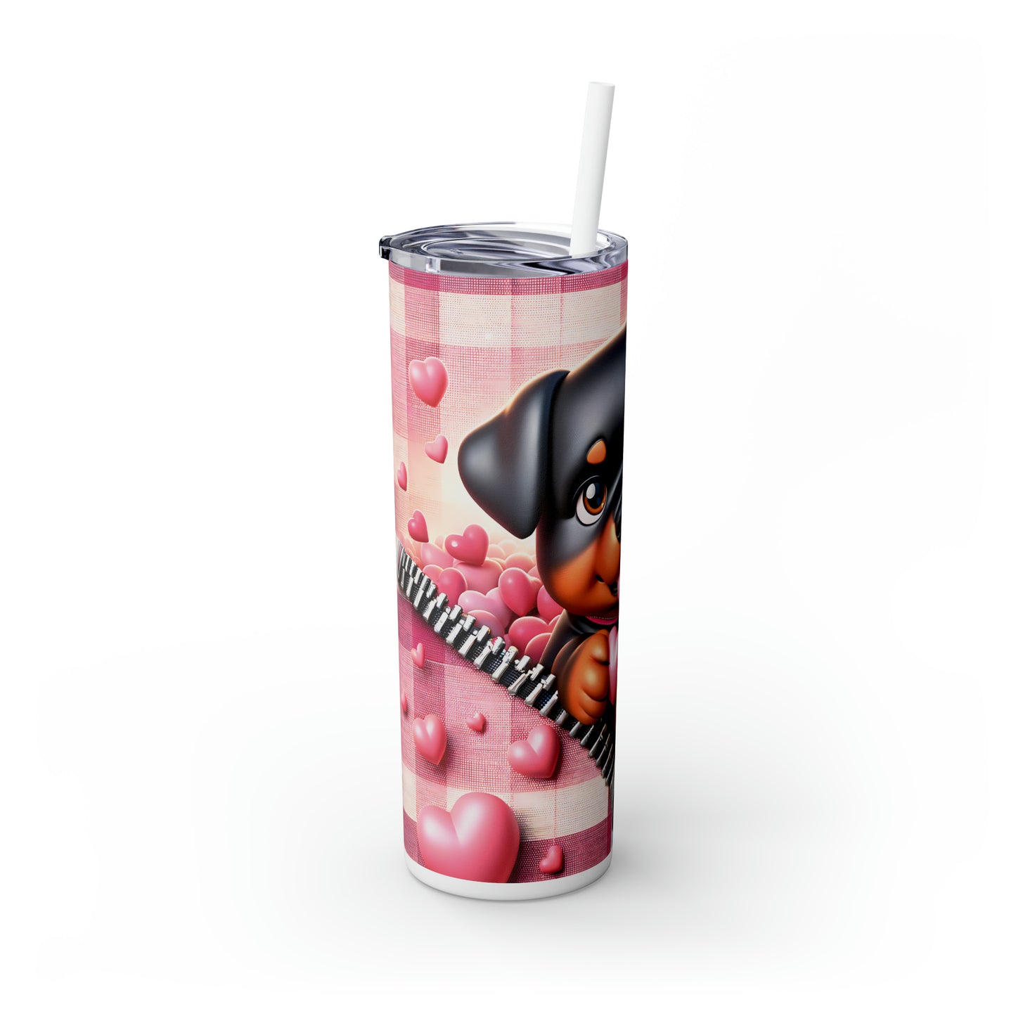 Skinny Tumbler with Straw, 20oz, Dog, Valentines Day, awd-1129