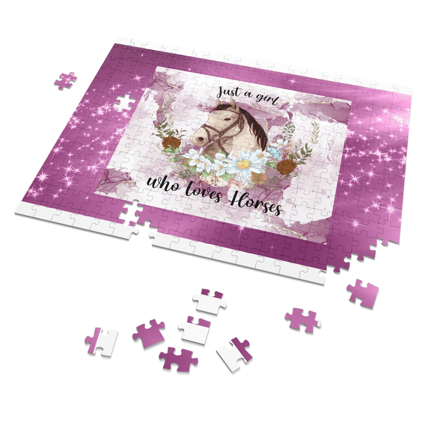 Jigsaw Puzzle, Just a Girl Who Loves Horses, Personalised/Non-Personalised (30, 110, 252, 500,1000-Piece)