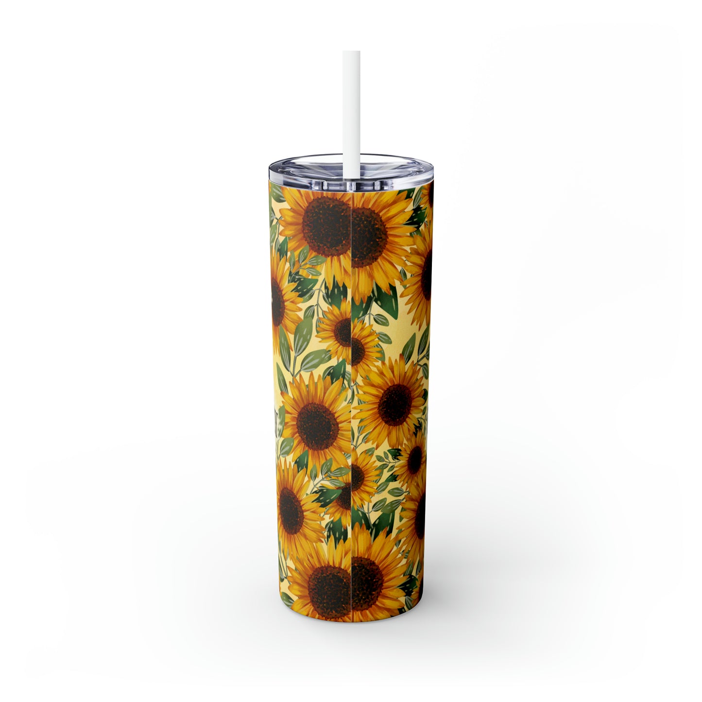 Skinny Tumbler with Straw, 20oz, Sunflower Mum Quote