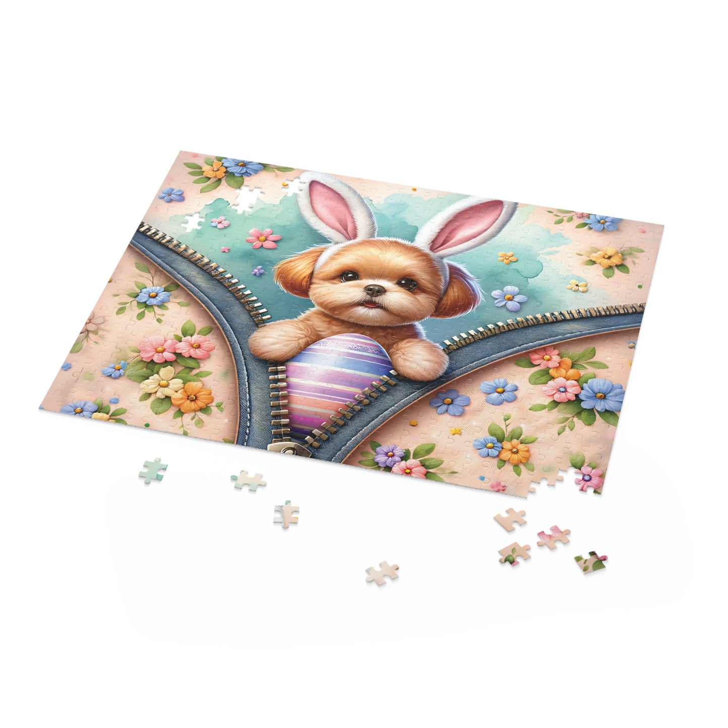 Personalised/Non-Personalised Puzzle, Easter, Dog with Bunny ears (120, 252, 500-Piece)