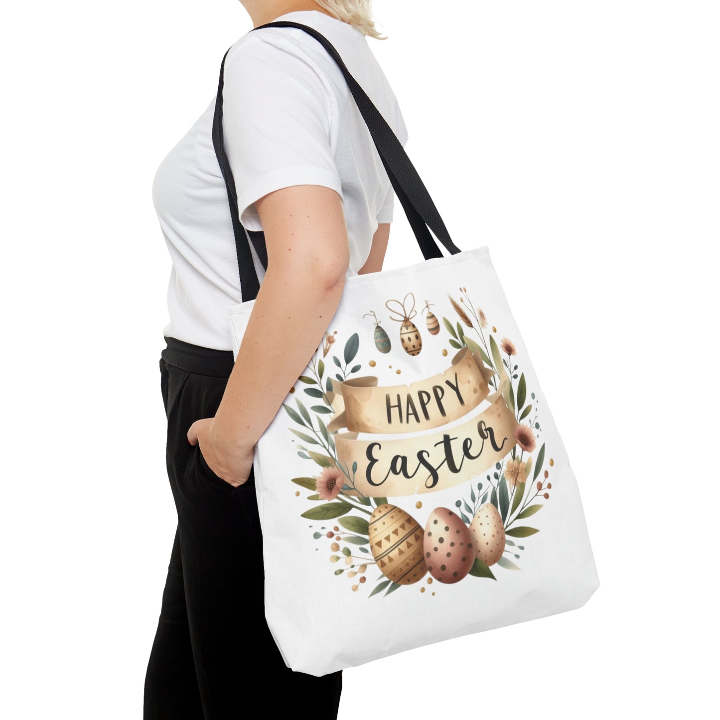 Tote Bag, Happy Easter Wreath, Tote bag, awd-1172