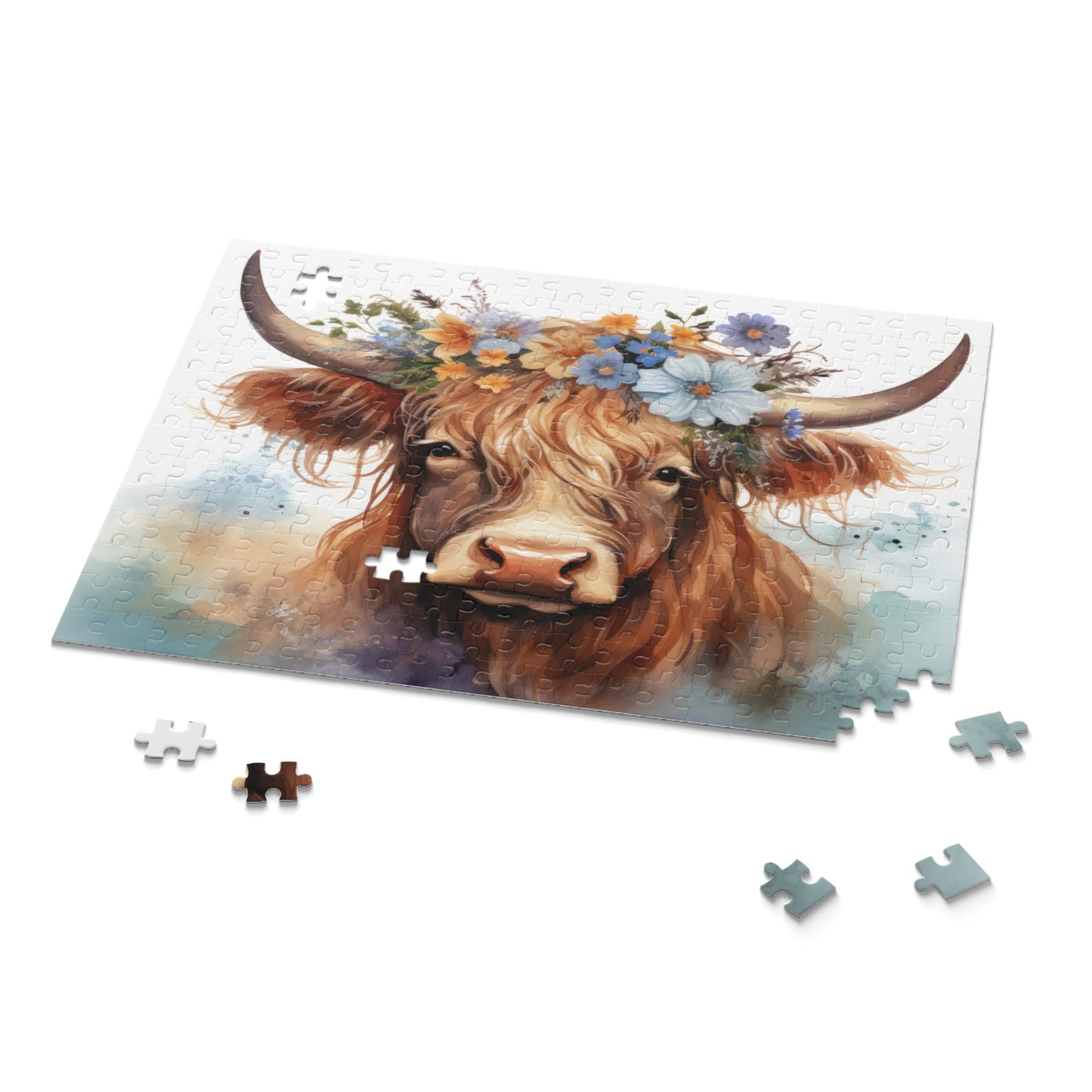 Personalised/Non-Personalised Puzzle, Highland Cow (120, 252, 500-Piece)