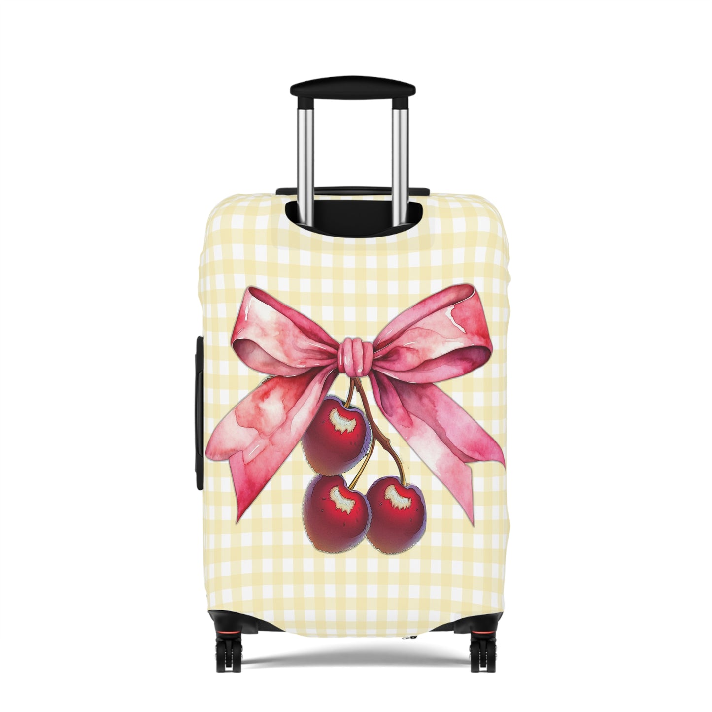 Luggage Cover, Rockabilly, Coquette, Lemon Gingham, Cherries and Ribbon, awd-2509