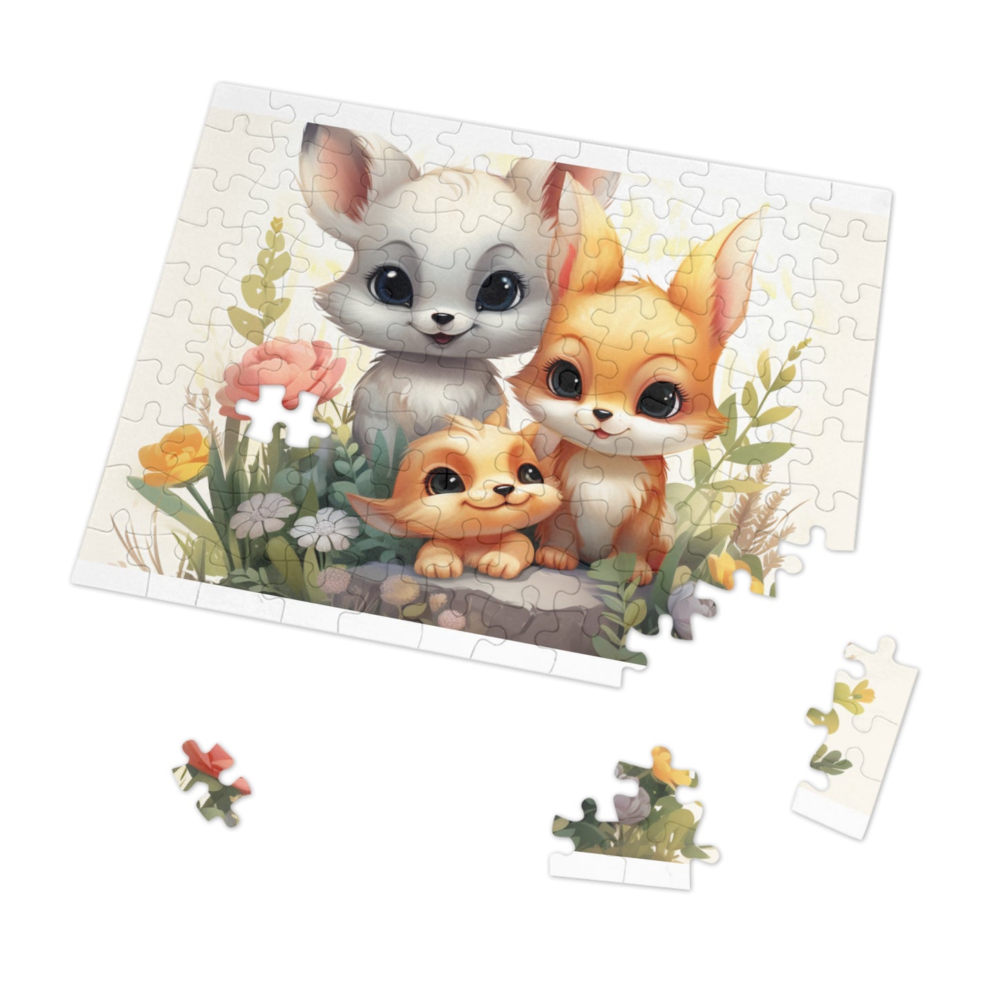 Jigsaw Puzzle, Fox Family, Personalised/Non-Personalised (30, 110, 252, 500,1000-Piece)