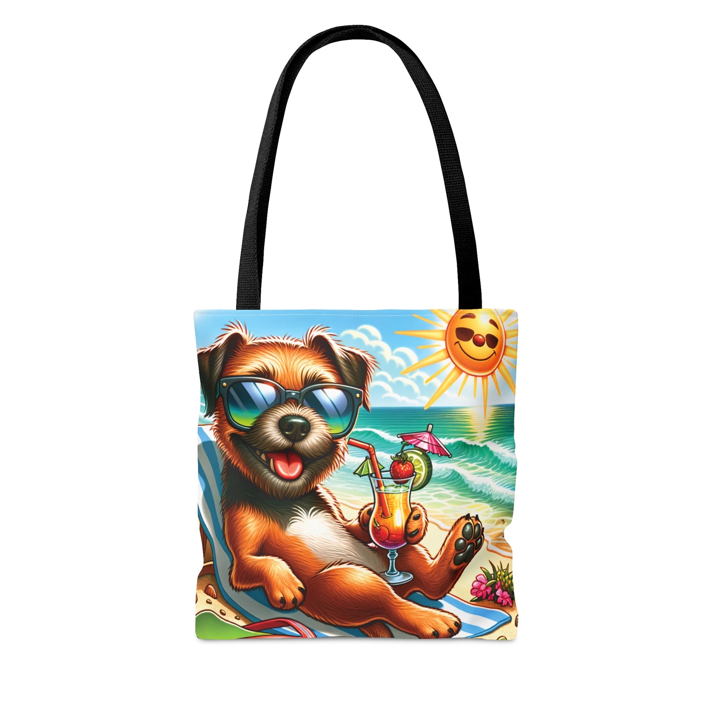 Tote Bag, Dog on Beach, Border Terrier, Tote bag, awd-1104