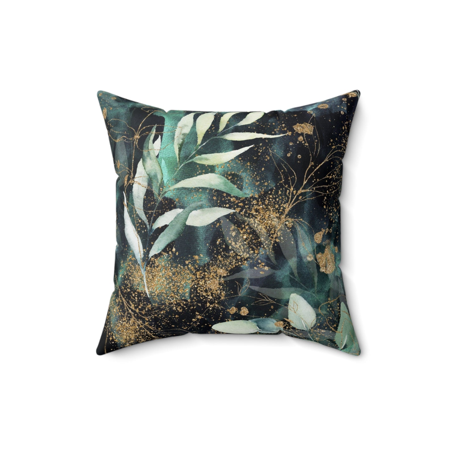 Spun Polyester Square Pillow, Eucalyptus Leaves Cushion