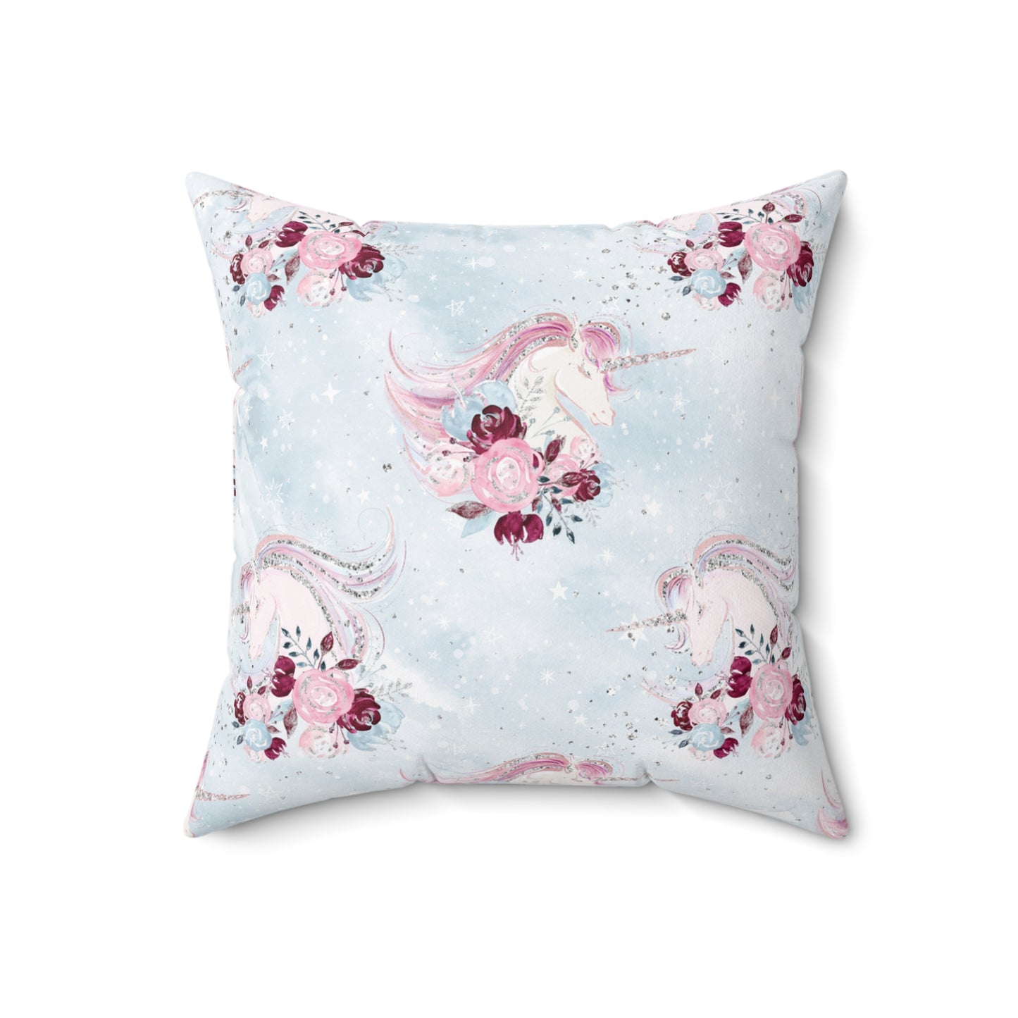 Spun Polyester Square Pillow, Unicorn Cushion