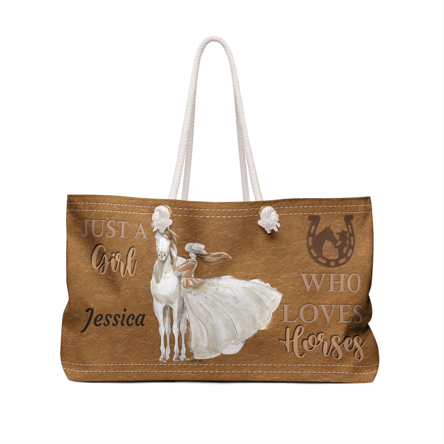 Personalised/Non-Personalised Weekender Bag, Just A Girl Who Loves Horses, Weekender Bag, Beach Bag, Book Bag