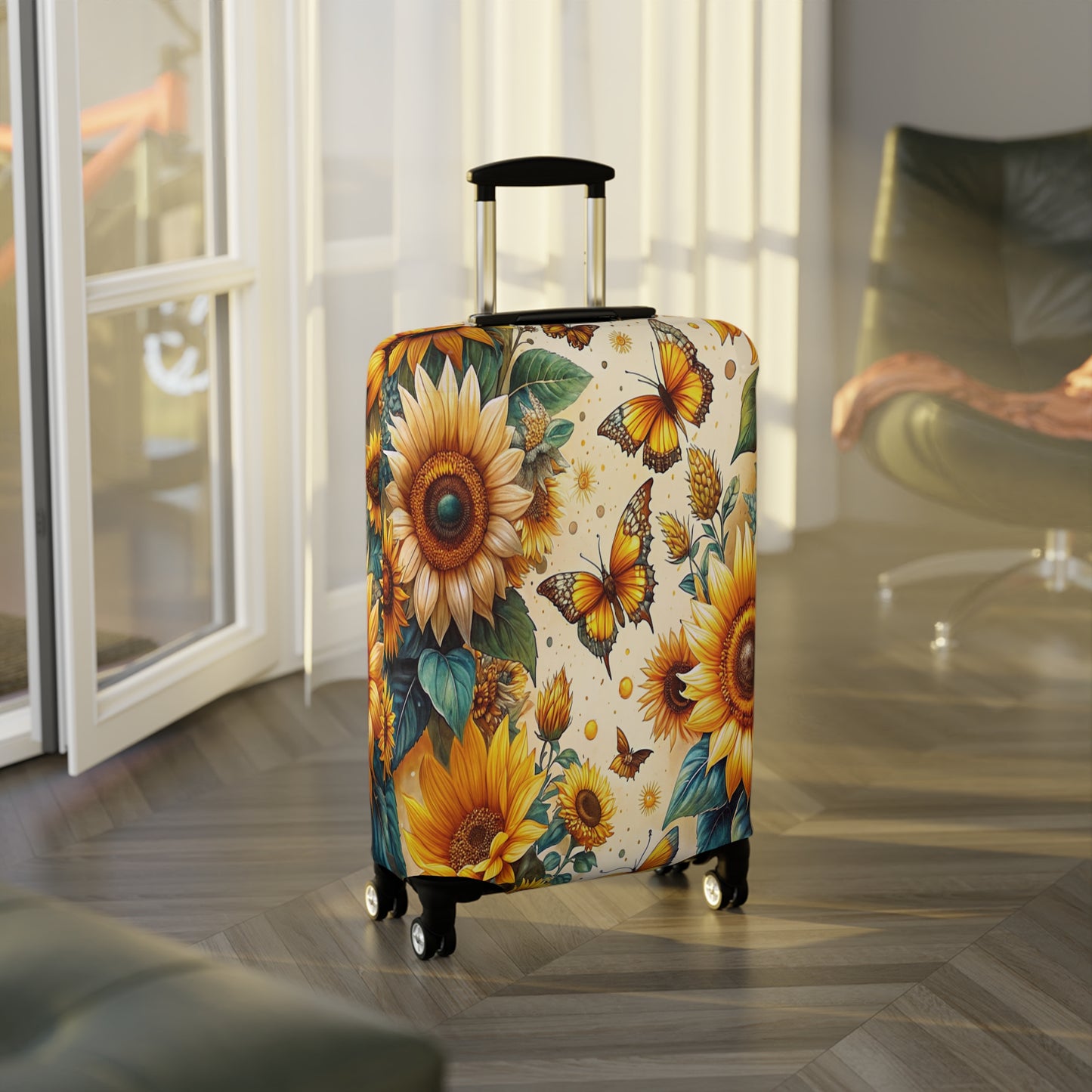 Luggage Cover, Floral, Sunflowers and Butterflies, awd-3076