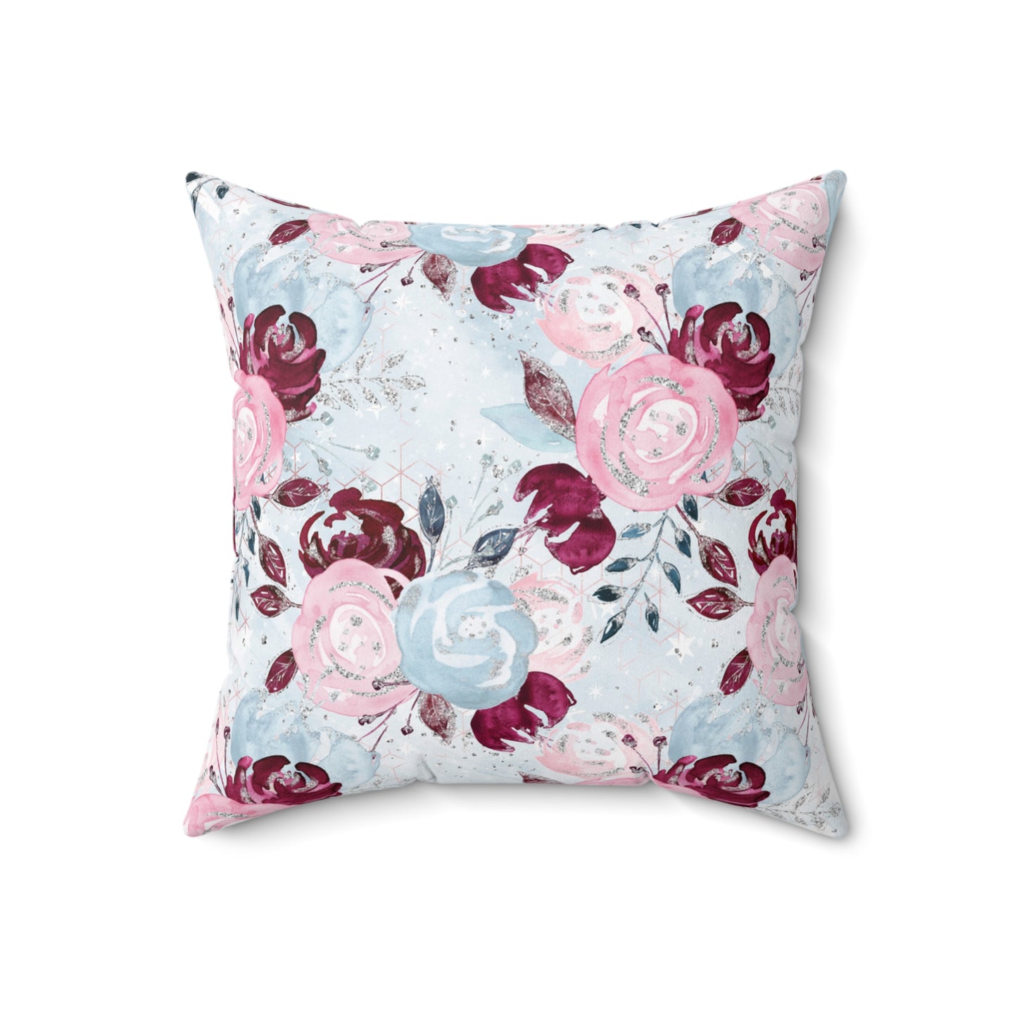 Spun Polyester Square Pillow, Floral Cushion