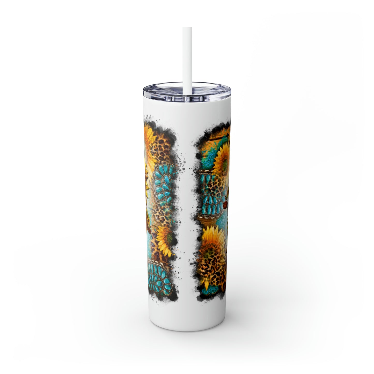 Skinny Tumbler with Straw, 20oz, Sunflowers, Western, Quote, Country Girl