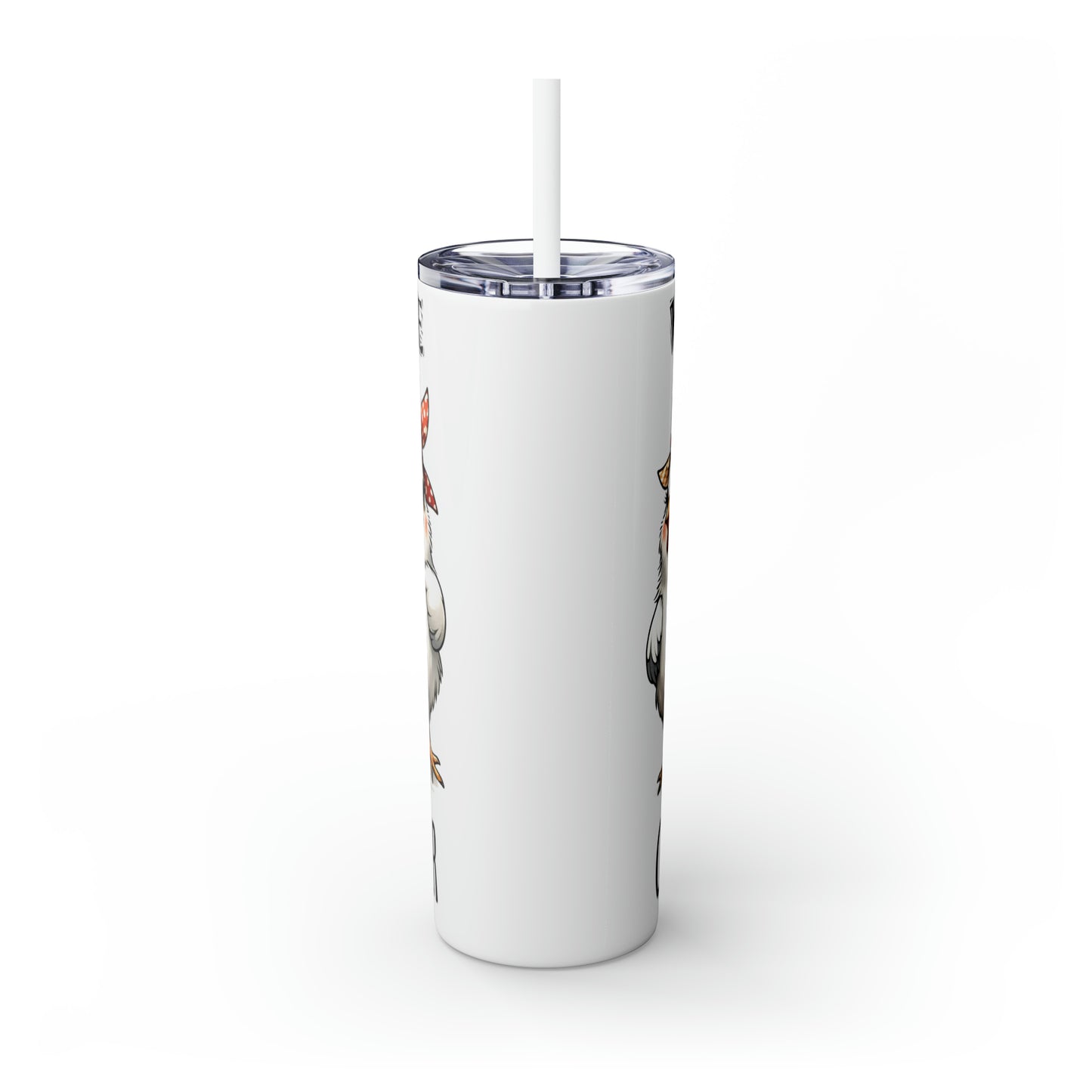 Skinny Tumbler with Straw, 20oz, Wanna Be Chicken Farmer