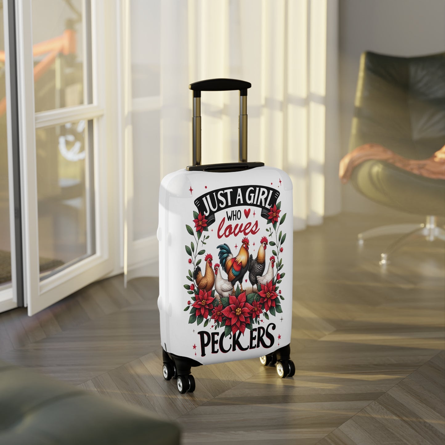 Luggage Cover, Chicken, Just a Girl who Loves Peckers, awd-1071