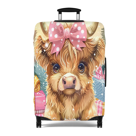 Luggage Cover, Christmas, Highland Cow, awd-3104