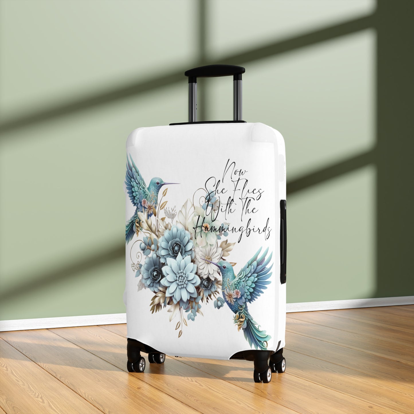 Luggage Cover, Hummingbird, Now she flies with Hummingbirds, awd-1468