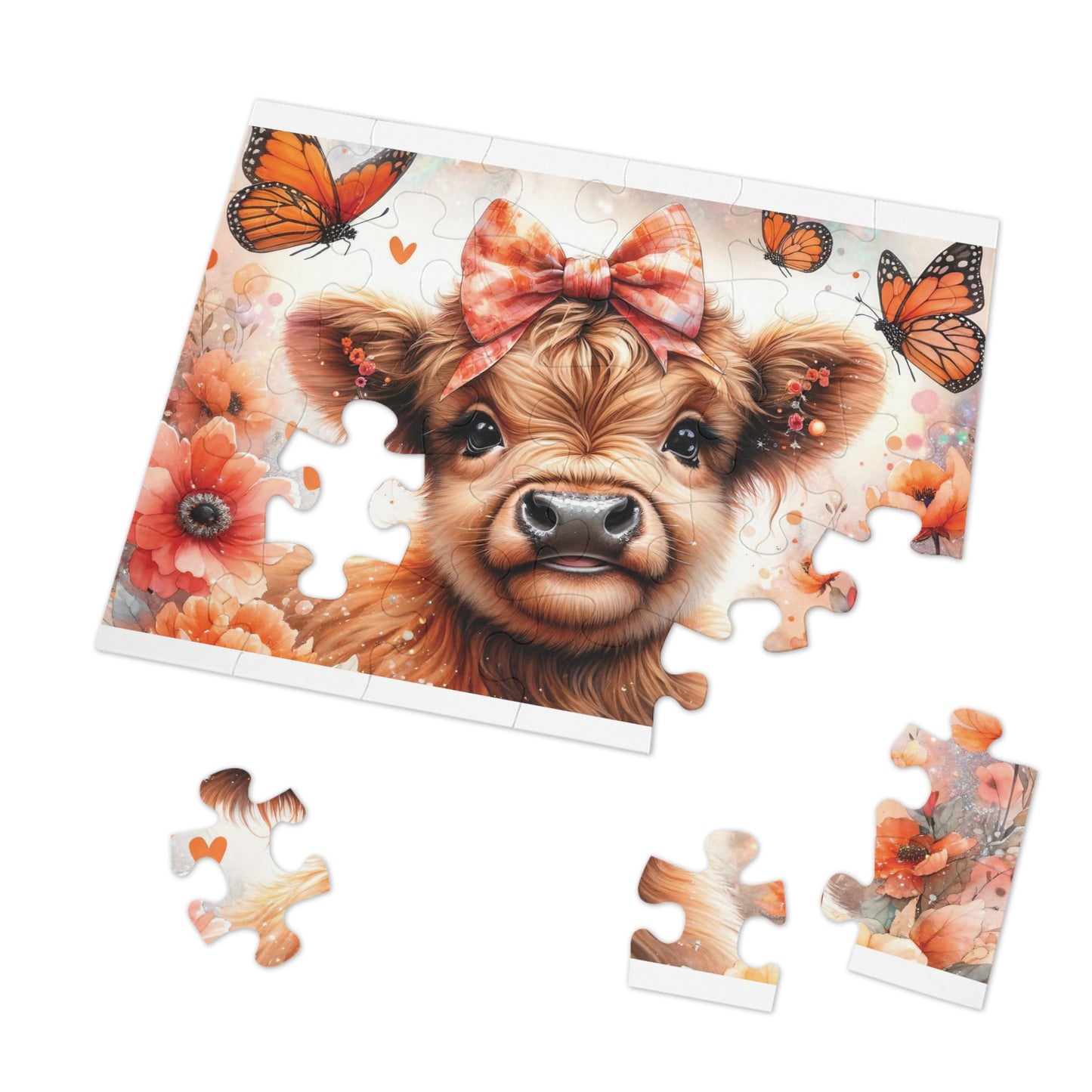 Jigsaw Puzzle, Highland Cow, Personalised/Non-Personalised (30, 110, 252, 500,1000-Piece)