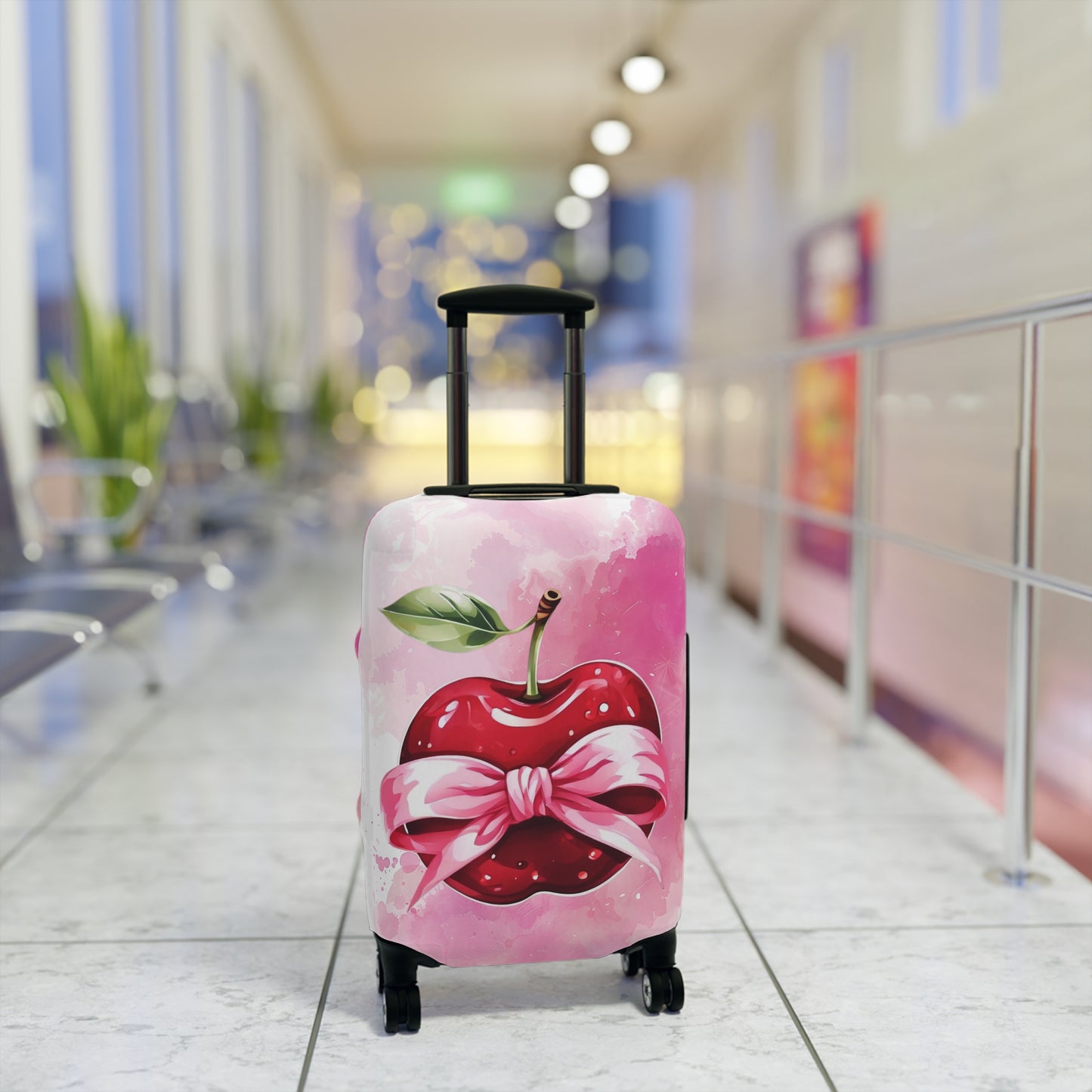 Luggage Cover, Rockabilly, Coquette, Pink Watercolour, Apple and Ribbon, awd-2527