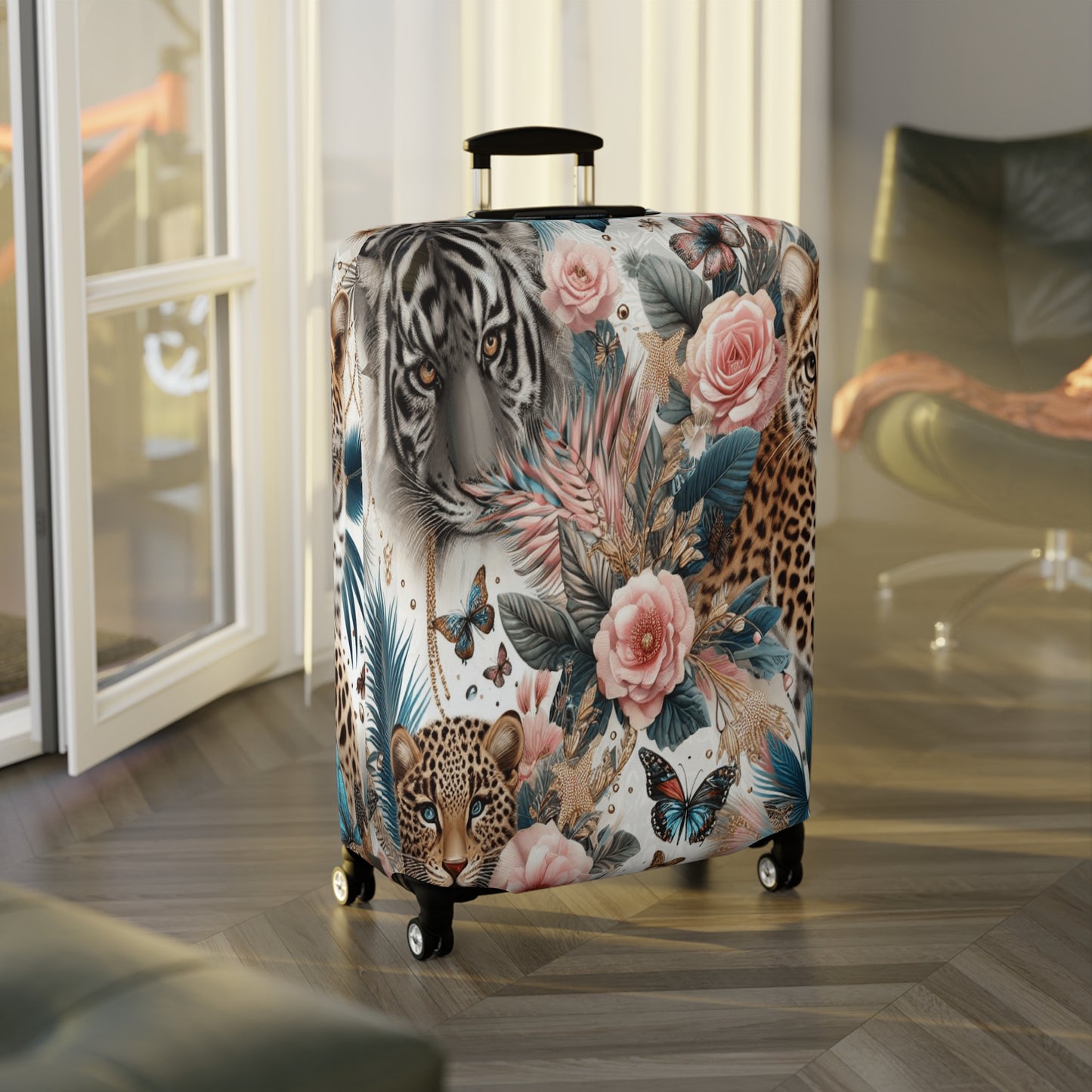 Luggage Cover, Floral Tiger and Leopards, awd-1438