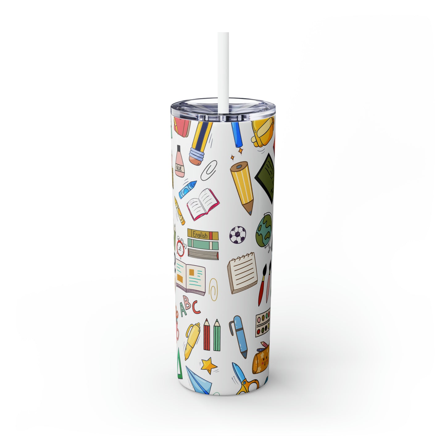 Skinny Tumbler with Straw, 20oz, Teacher, School Life