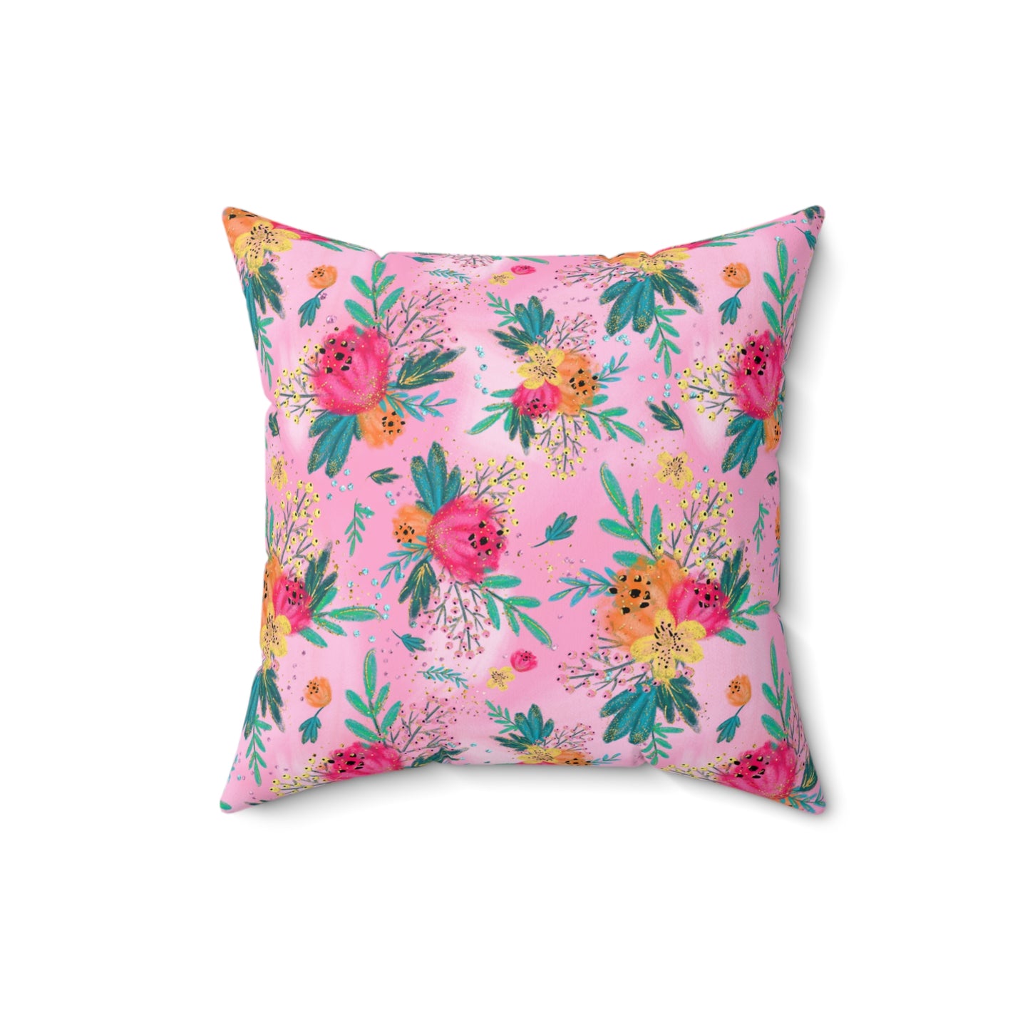 Spun Polyester Square Pillow, Australian Floral Cushion