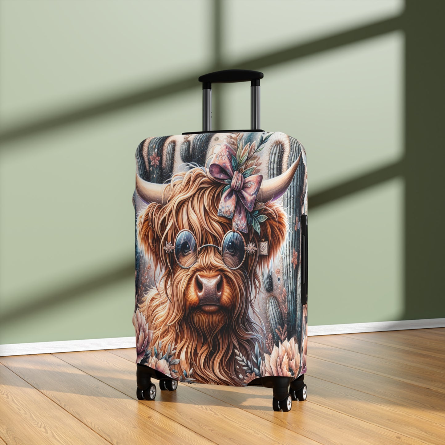 Luggage Cover, Highland Cow, Cactus, awd-1420