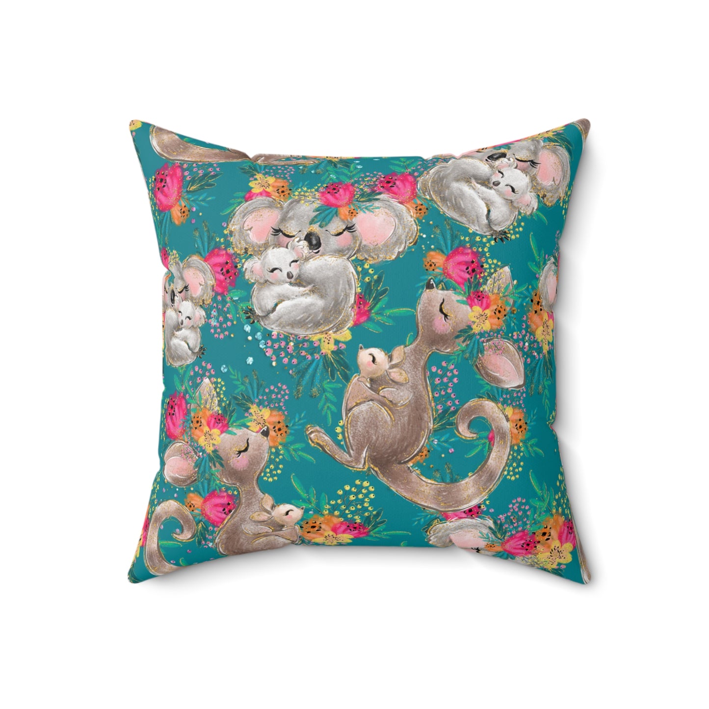 Spun Polyester Square Pillow, Australian Animals