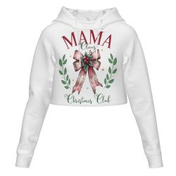 Women's All Over Print Cropped Hoodie Mama Christmas Club Hooded hoodie