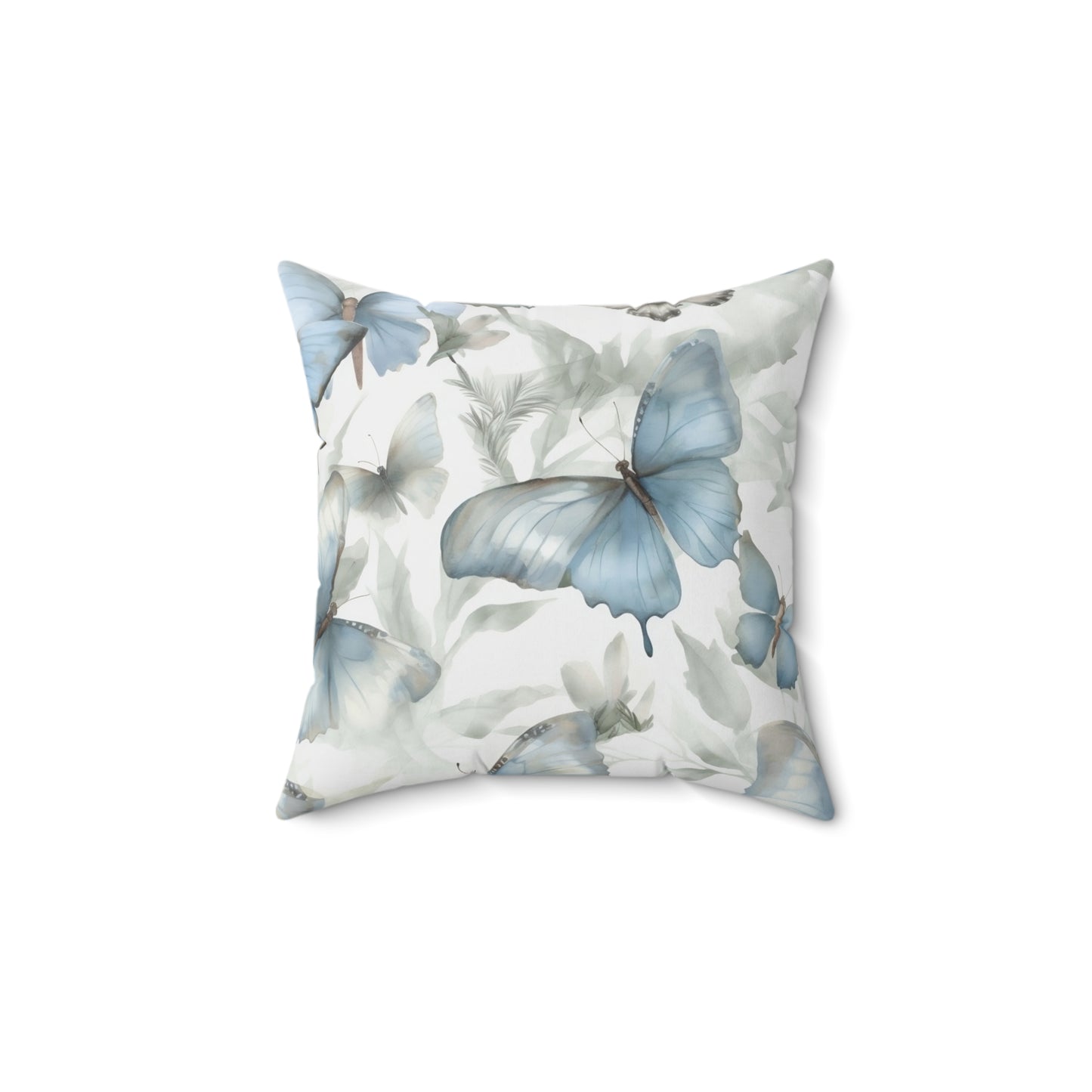 Spun Polyester Square Pillow, Butterfly Floral Cushion