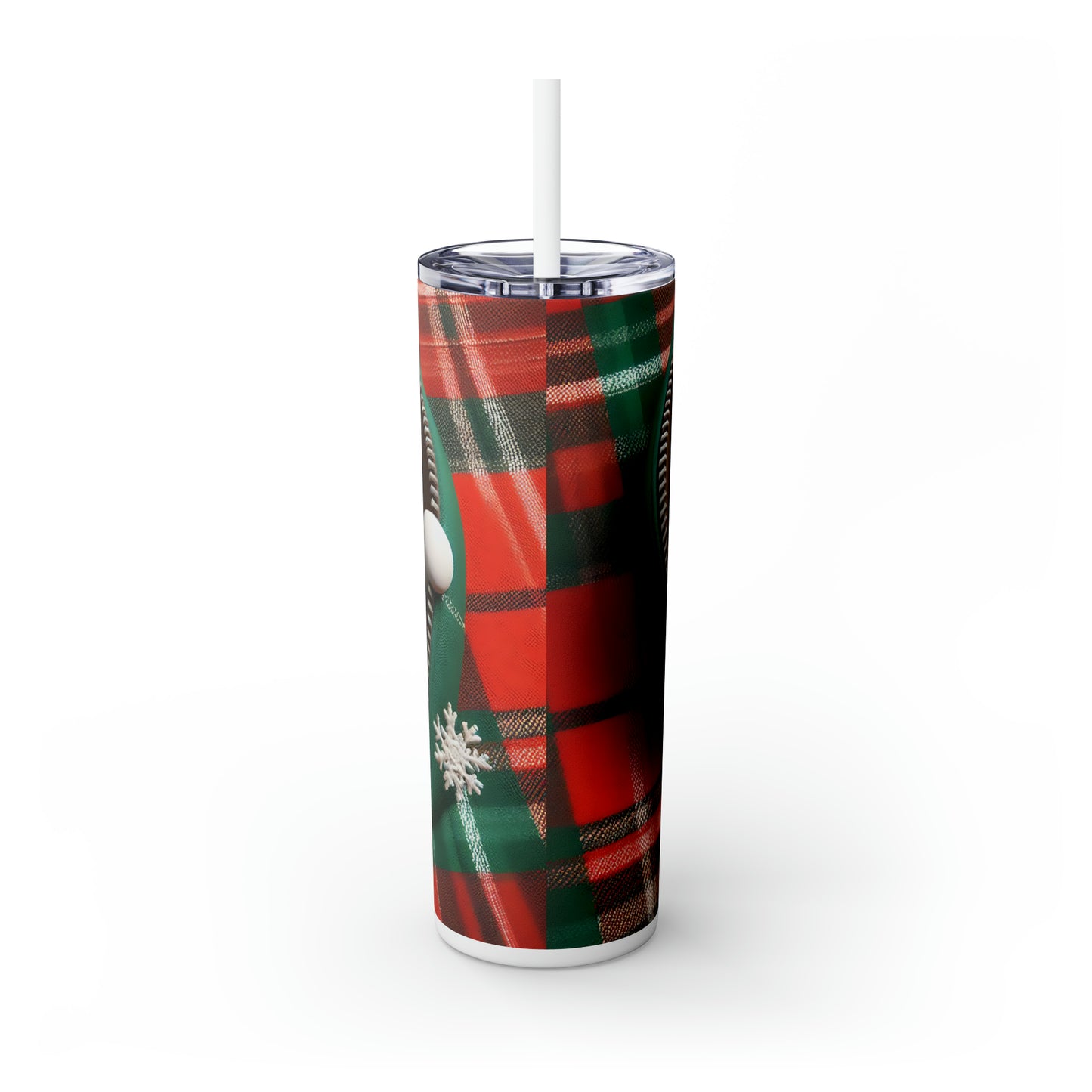 Skinny Tumbler with Straw, 20oz, Snowman