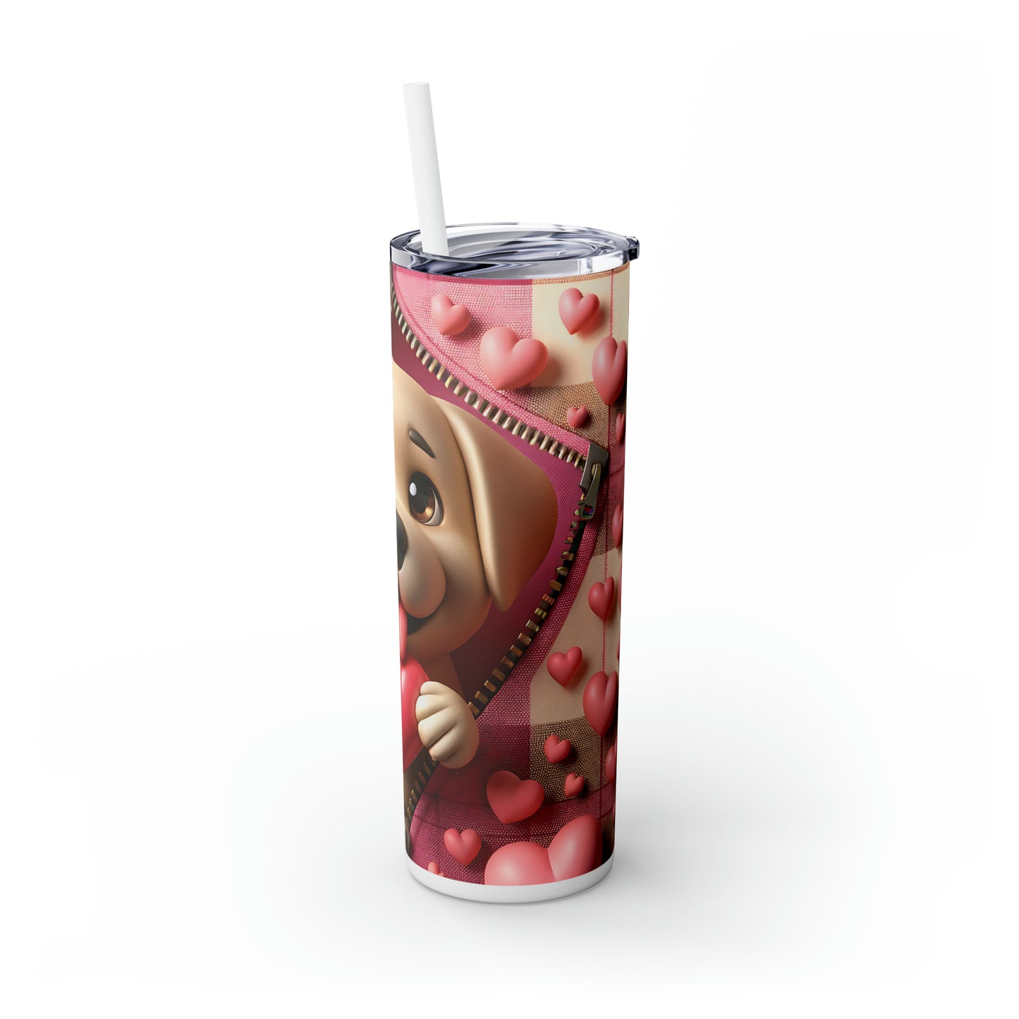 Skinny Tumbler with Straw, 20oz, Dog, Valentines Day, awd-1131