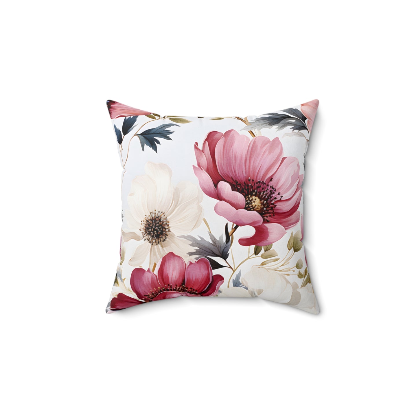 Spun Polyester Square Pillow, Floral Cushion