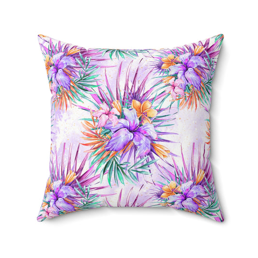 Spun Polyester Square Pillow, Summer Floral Cushion