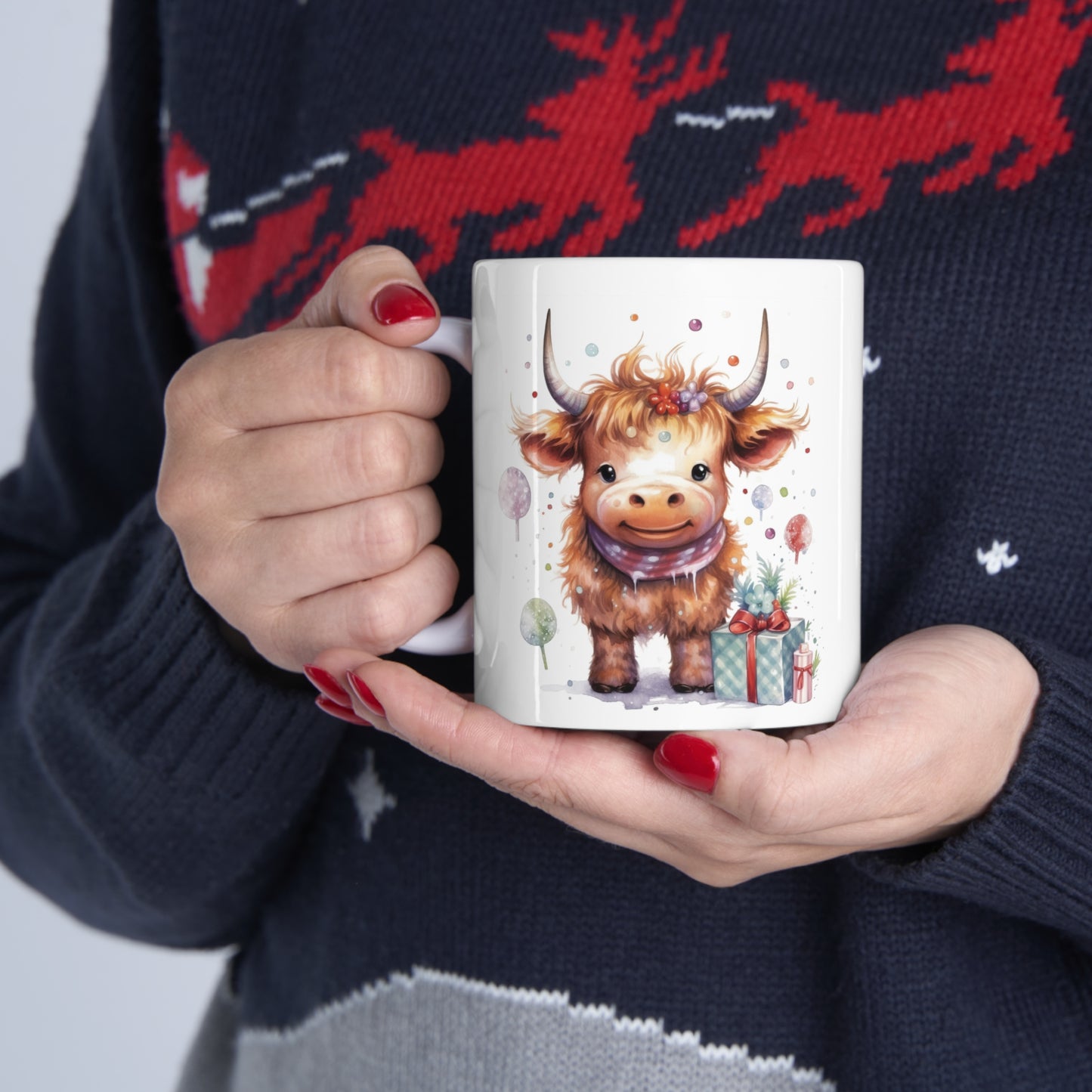 Personalised/Non Personalised Highland Cow, Ceramic Mug 11oz, Highland Cow Mug